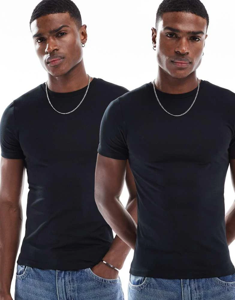 ASOS ASOS DESIGN essentials 2 pack muscle fit t-shirts in black 1