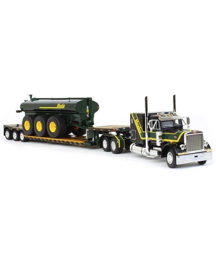 First Gear 1/64 Black Husky Peterbilt w/ Fontaine Renegade Lowboy & Husky Manure Spreader, DCP - 14 Years+ 2