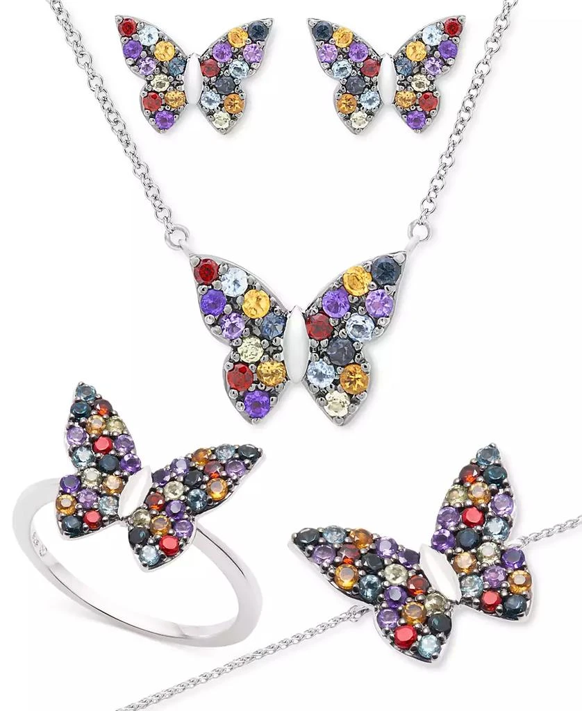 Macy's Multi-Gemstone Butterfly 17" Pendant Necklace (7/8 ct. t.w.) in Sterling Silver 6
