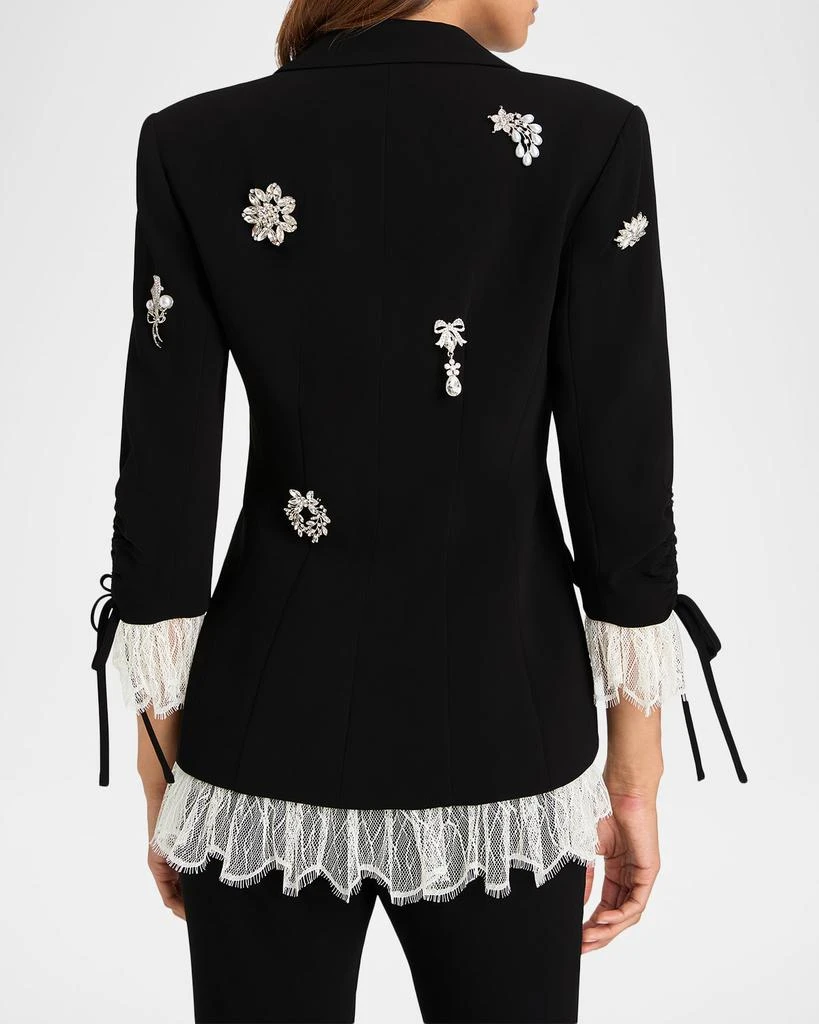 Cinq a Sept Roxie Crystal Brooch Blazer with Lace Trim 2