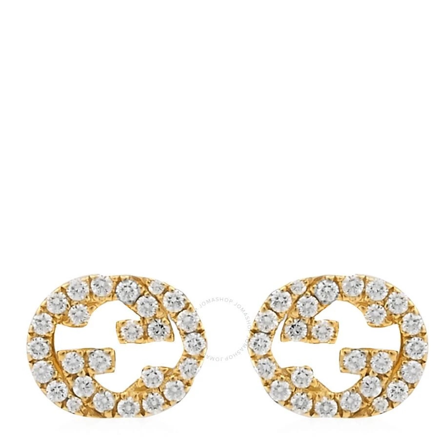 Gucci 18K Yellow Gold Interlocking G Diamond Stud Earrings 1