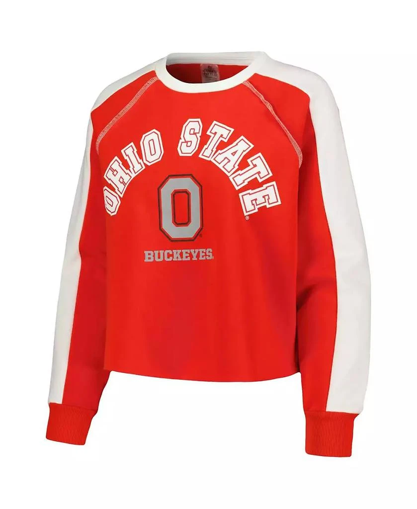 Gameday Couture Women's Scarlet Ohio State Buckeyes Blindside Raglan Cropped Pullover Sweatshirt 3