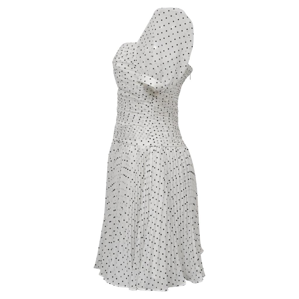 self-portrait PF25042TWWHITE 関税送料込 Self Portrait Polka Dot Mini Dress in White Polyester