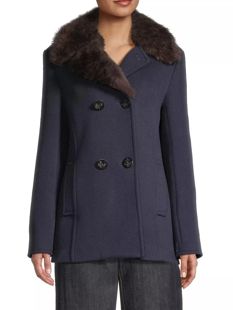 Tory Burch Faux Fur-Trim Wool Peacoat 3