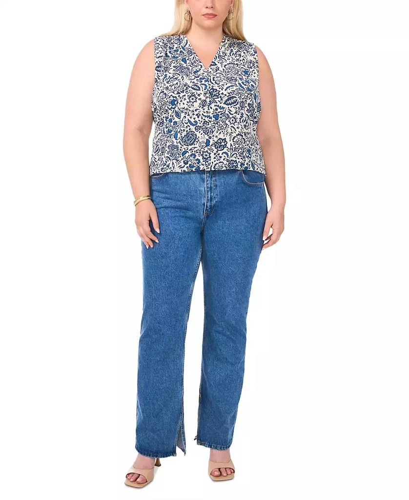 Vince Camuto Plus Size Printed V-Neck Sleeveless Top, Created for Macy's 3