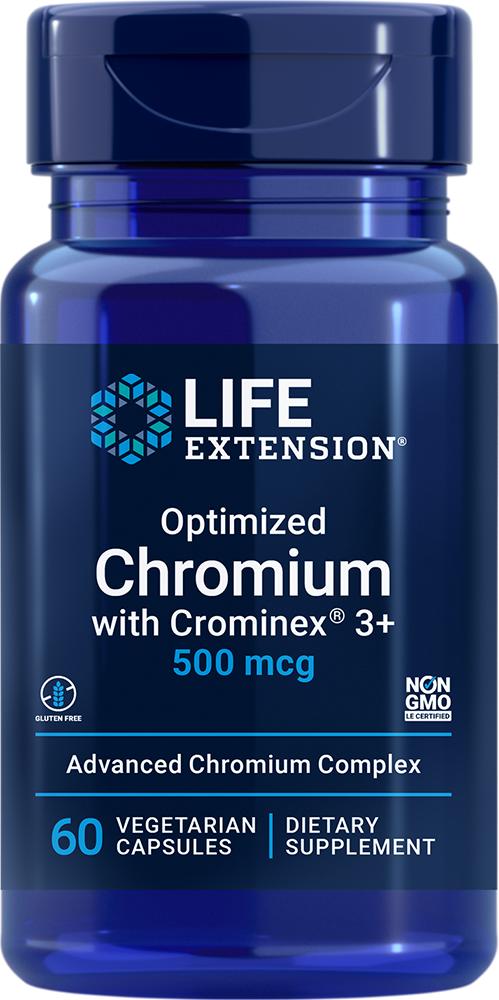 Life Extension Optimized Chromium with Crominex® 3+, 60 vegetarian - 500 mcg (500 mcg, 60 vegetarian capsules), Life Extension