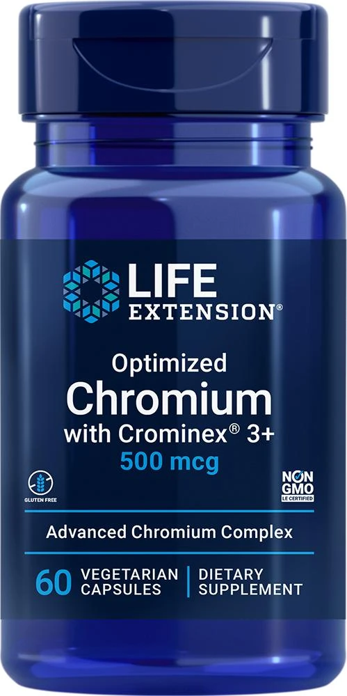 Life Extension Optimized Chromium with Crominex® 3+, 60 vegetarian - 500 mcg (500 mcg, 60 vegetarian capsules), Life Extension 1
