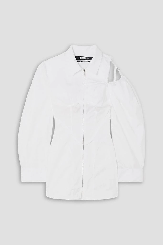 Jacquemus Galliga cutout cotton-blend poplin mini shirt dress 1