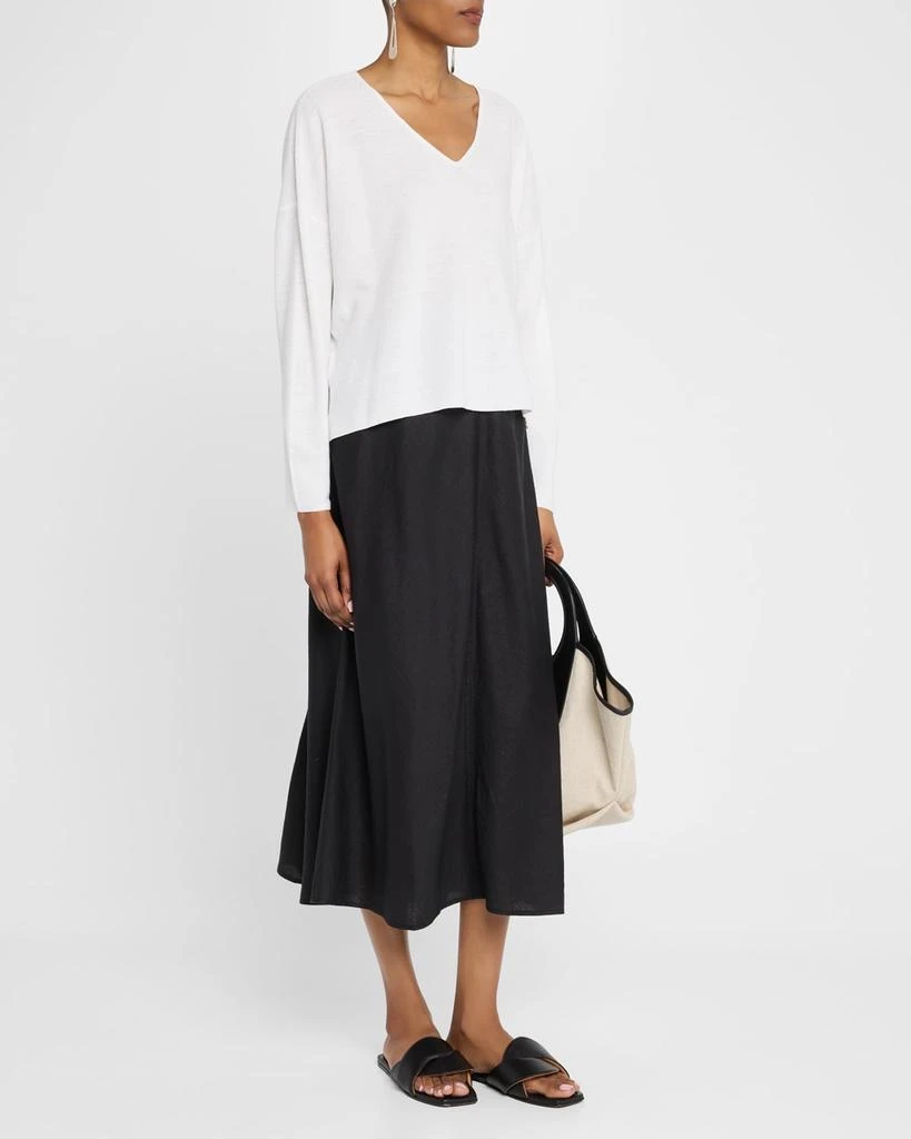 Eileen Fisher Petite A-Line Organic Linen Midi Skirt 2