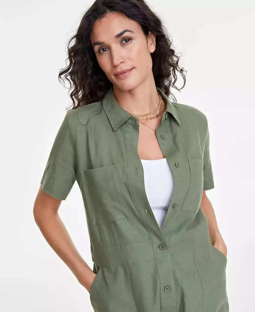 On 34th Women's Linen-Blend Utility Romper, Created for Macy's 3