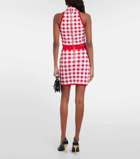 Balmain Gingham knit miniskirt 3