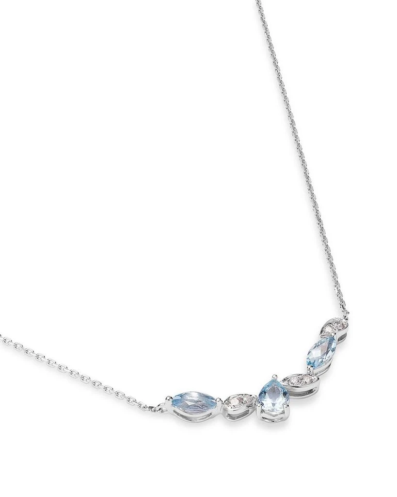 Bloomingdale
s Aquamarine 
Diamond Accent   Curved Bar Necklace in 14K White Gold, 17" 3