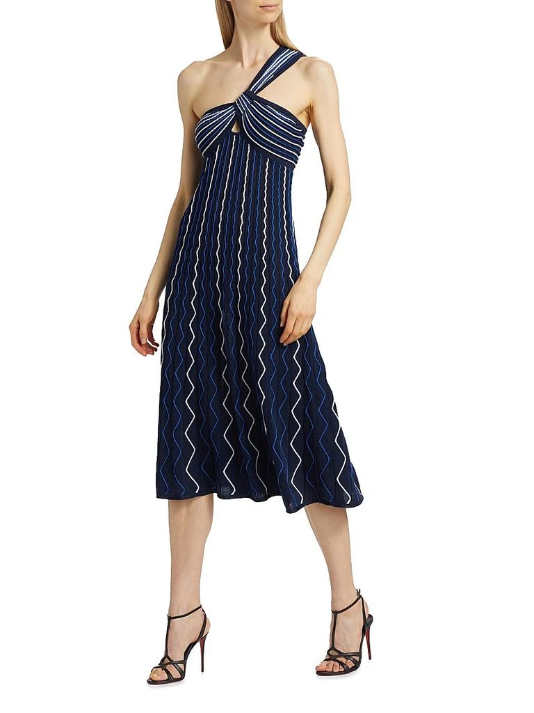 Milly Zig-Zag One-Shoulder Knit Midi-Dress 2