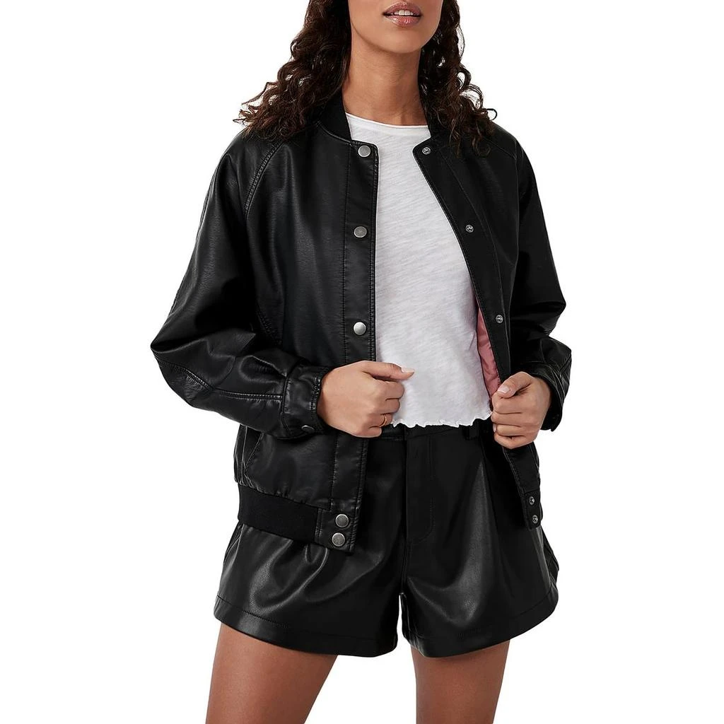 We The Free Wild Rose Womens Faux Leather Cold Weather Bomber Jacket 3