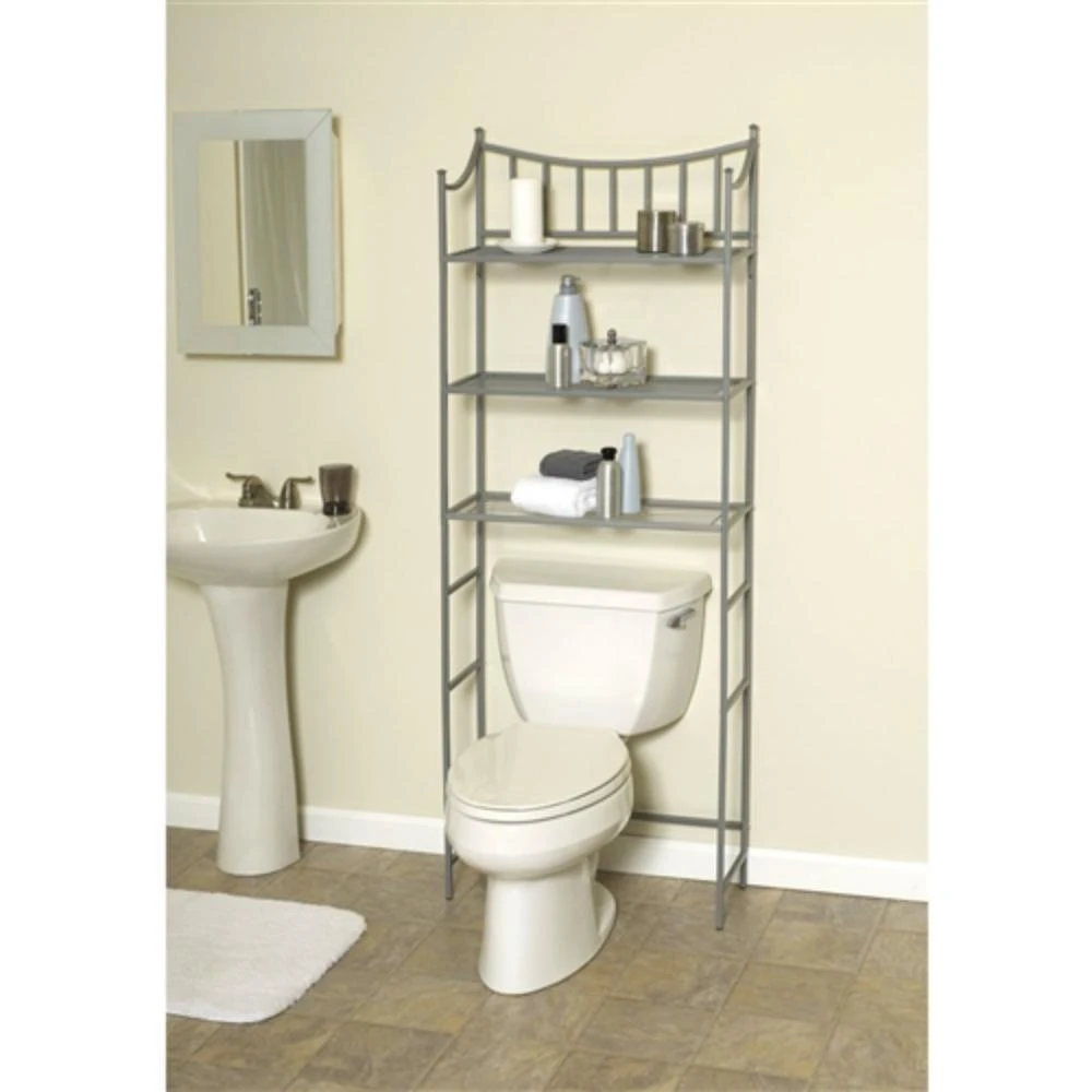 Hivvago Bathroom Space Saving Over the Toilet Linen Tower Shelving Unit in Nickel Finish 3