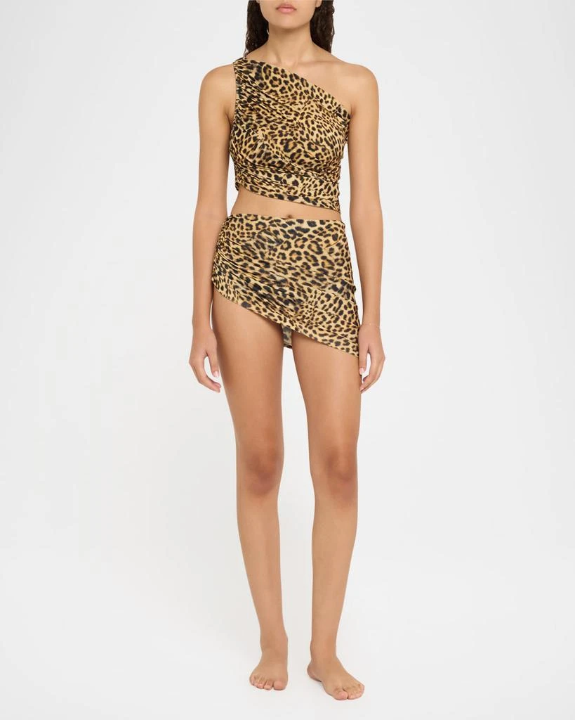 Norma Kamali Diana Leopard Shirred Bikini Top 2