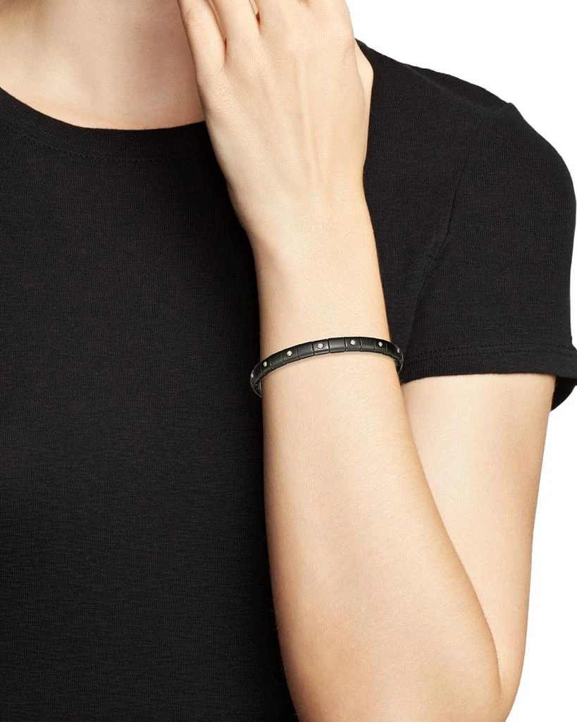 Roberto Demeglio 18K White Gold & Matte Black Ceramic Pura Stretch Bracelet with Alternating Diamond Bezels 2