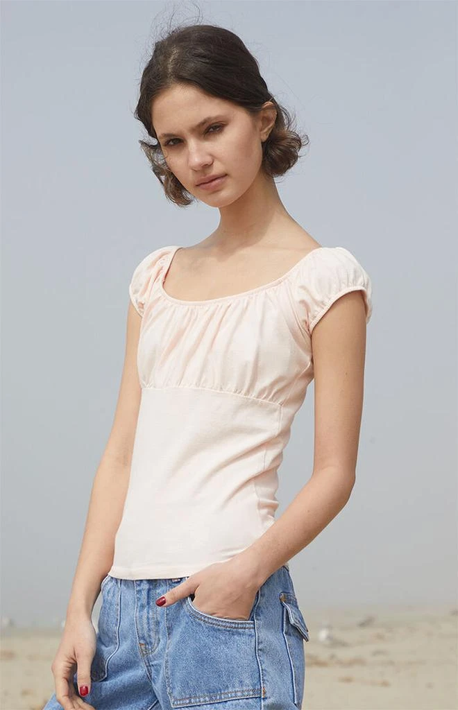 John Galt Pink Casey Ruched Top 2