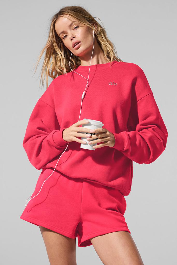 Alo Accolade Crew Neck Pullover - Candy Red - Hoodies - Free