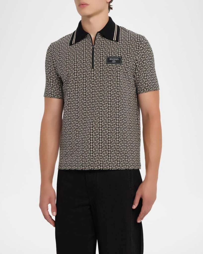 Balmain - Monogram zip Polo Shirt Balmain - Monogram zip Polo Shirt