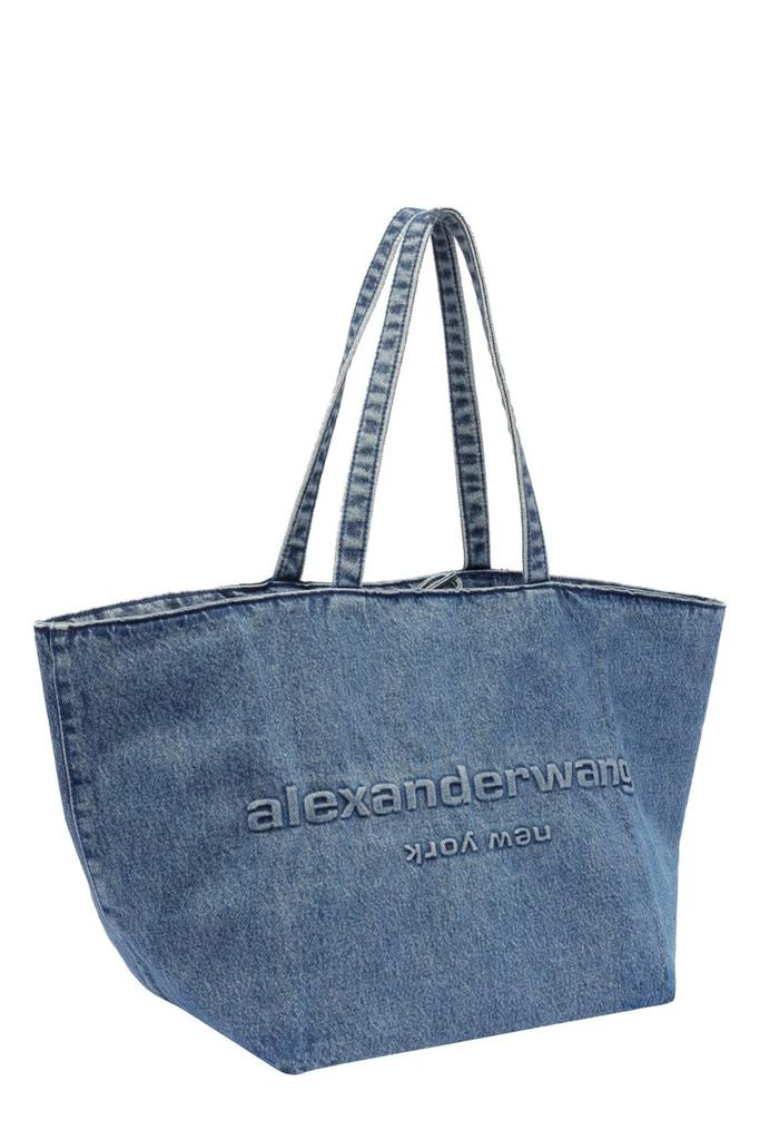 Alexander Wang Alexander Wang Logo Embossed Large Denim Tote Bag 3