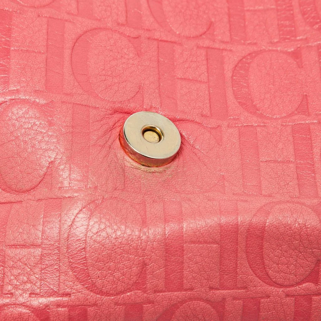 CH Carolina Herrera CH Carolina Herrera Pink Monogram Embossed Leather Audrey Shoulder Bag 9