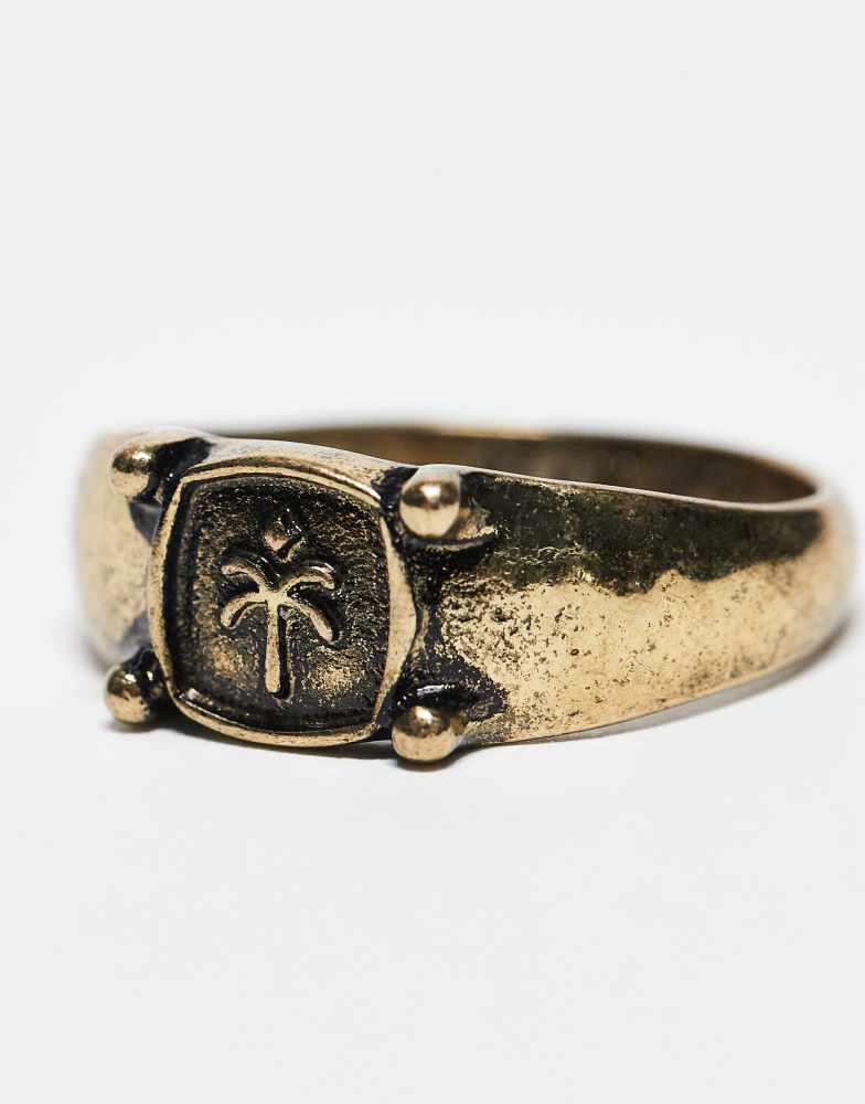 CLASSICS 77 Classics 77 palm tree engraved signet ring in vintage gold
