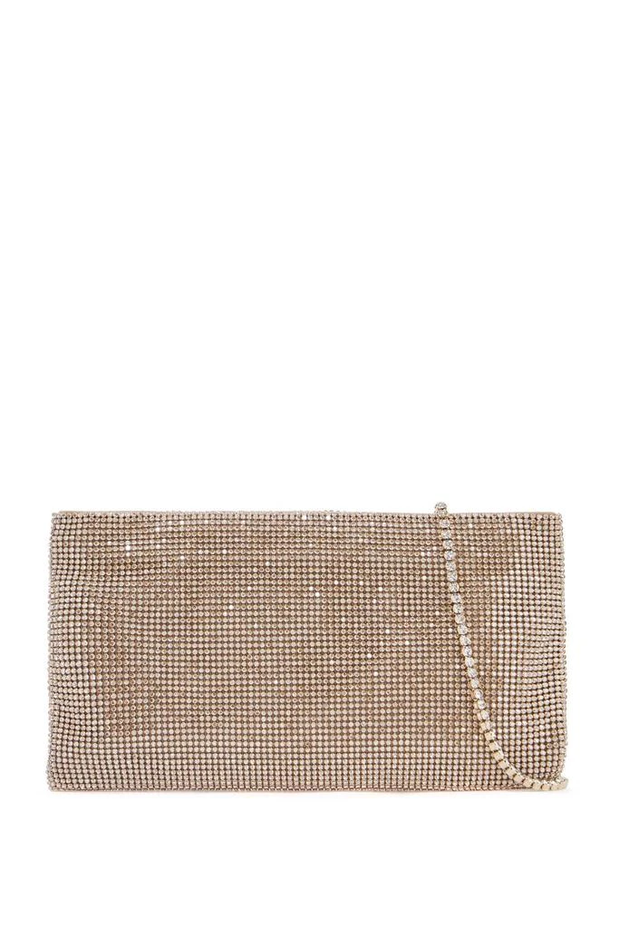 BENEDETTA BRUZZICHES compact rectangular bag in light gold rhinestones with elegant and sophisticated chain 1