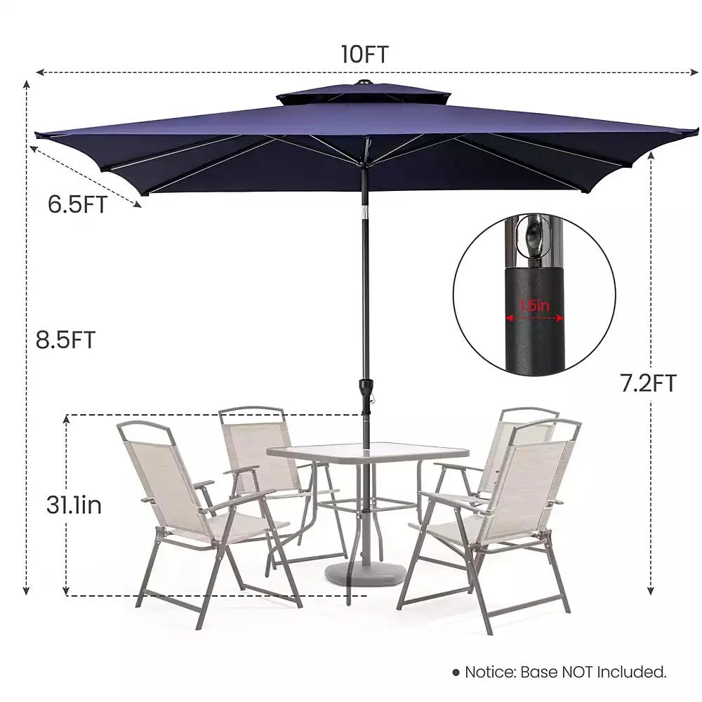 Slickblue Rectangular Tilt Market Patio Umbrella with Stand – Outdoor Sun Shade for Garden 3