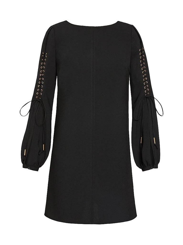 Santorelli Lattice-Sleeve Crepe Shift Dress 1