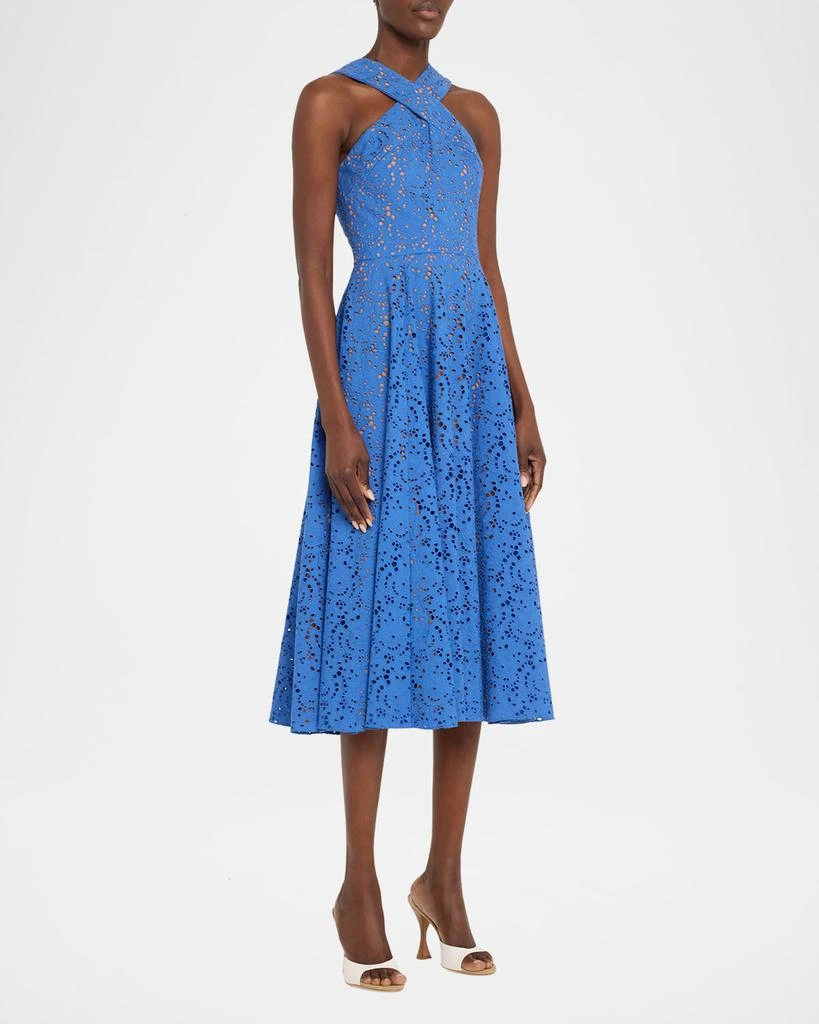Michael Kors Collection Women's Broderie Anglaise Sleeveless Midi-Dress - Ocean - Size 6