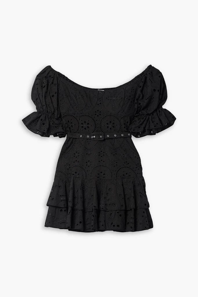 Charo Ruiz Ibiza Jean belted broderie anglaise cotton-blend mini dress 1