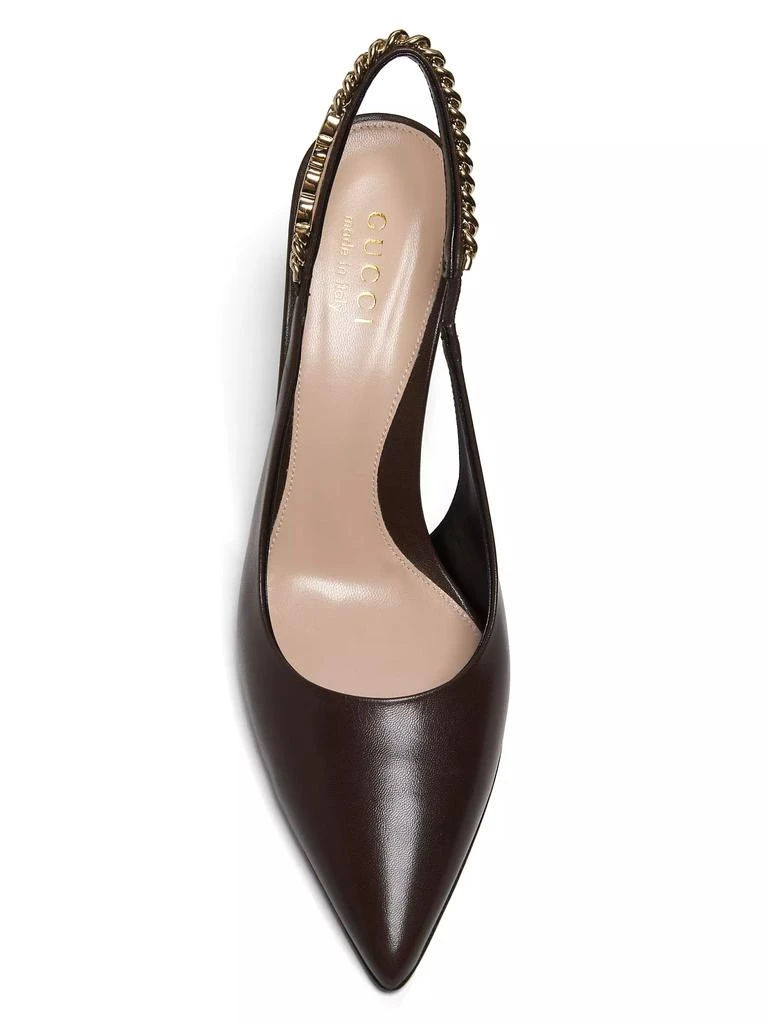 Gucci Signoria 105MM Leather Chain Slingback Pumps 3