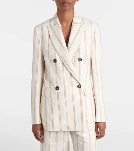 Brunello Cucinelli Striped linen and cotton blazer 6