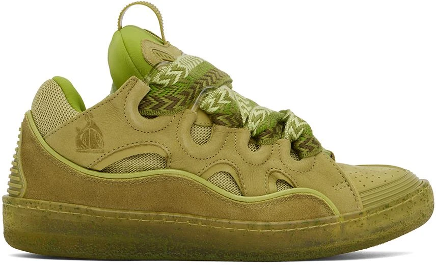Lanvin Green Leather Curb Sneakers 1