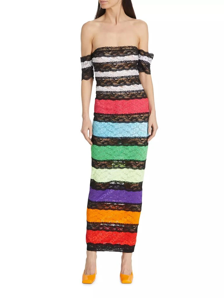 BruceGlen Prism Collection Colorblocked Lace Maxi Dress 3