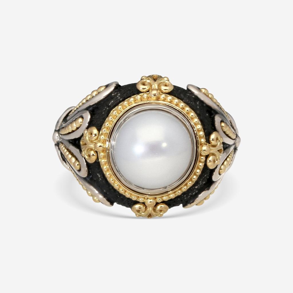 Konstantino Konstantino Nemesis Sterling Silver & 18k Yellow Gold Ring DMK2099-122 S8.5