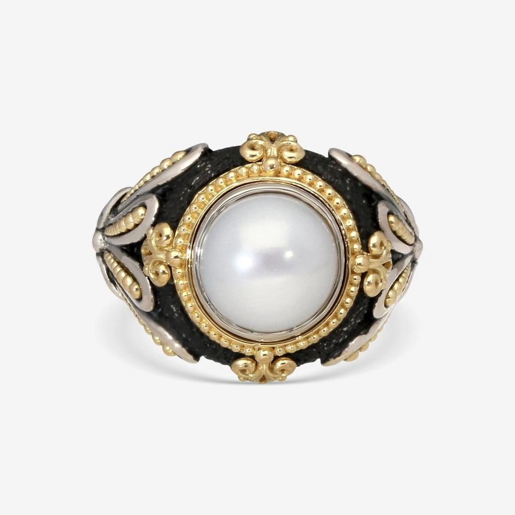 Konstantino Konstantino Nemesis Sterling Silver & 18k Yellow Gold Ring DMK2099-122 S8.5 2