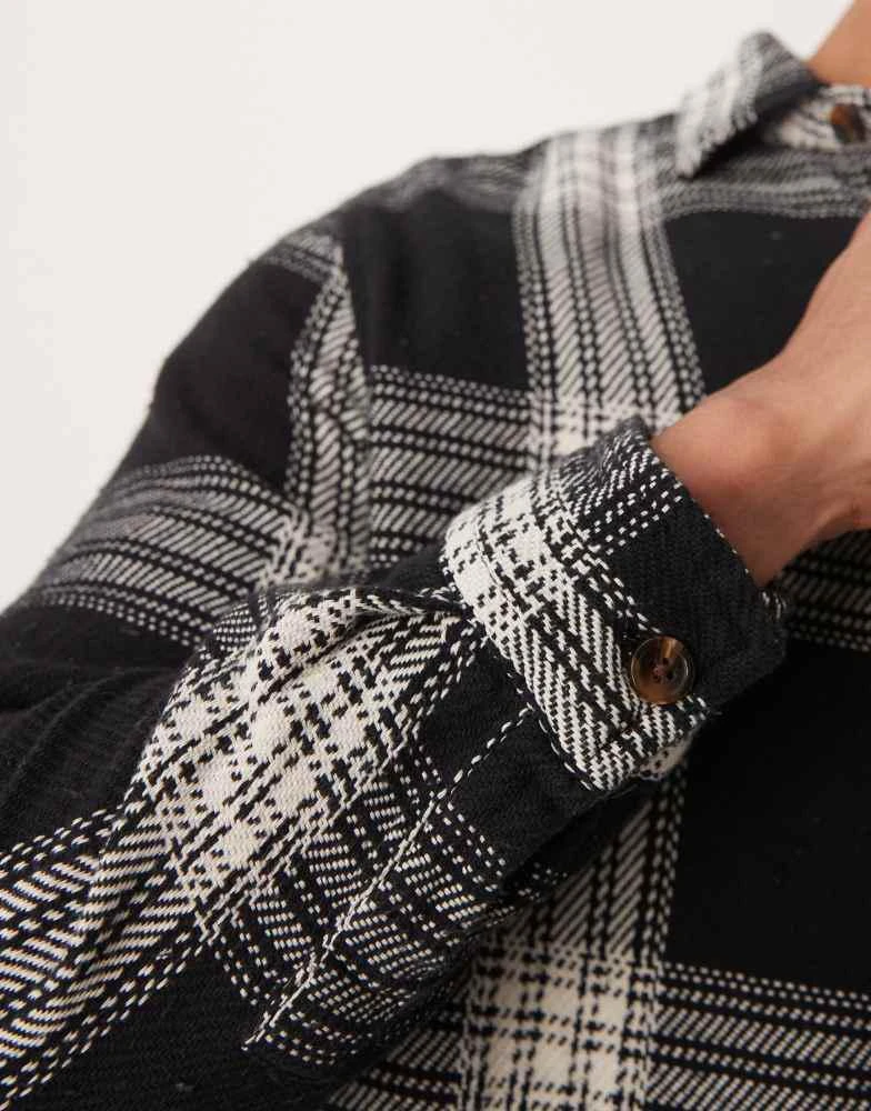 New Look New Look checked oxford shirt in black and white 3