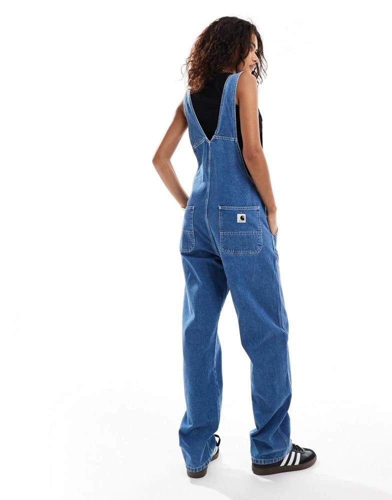 Carhartt WIP Carhartt straight leg denim dungarees in blue 4