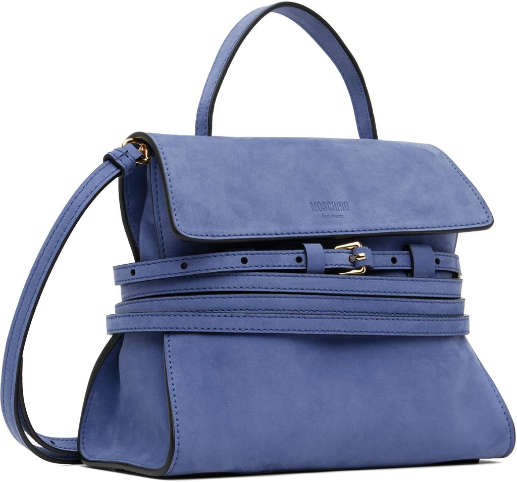 Moschino Navy 
Tie Me
 Suede Small Bag 2
