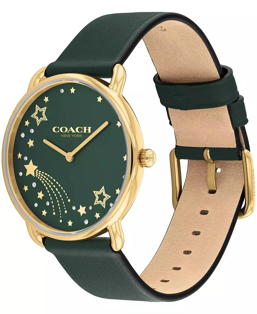 Coach Women's Elliot Green Leather Strap Watch 2