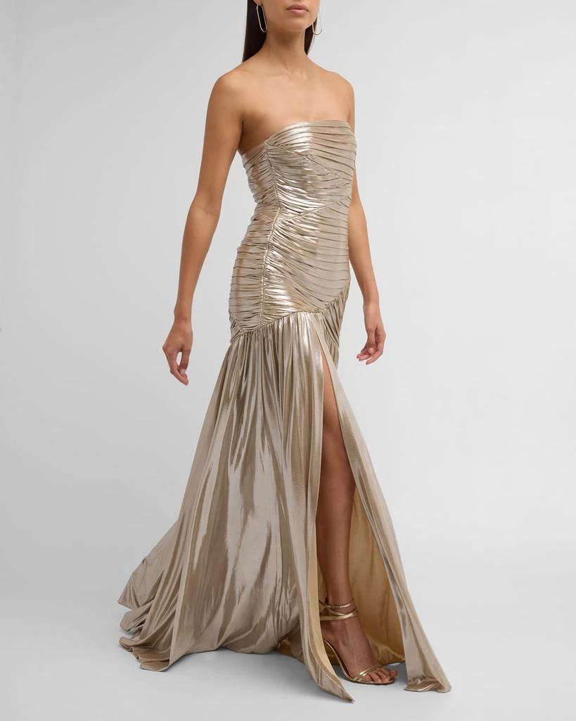 retrofête Josie Strapless Lamé Slit Gown 7