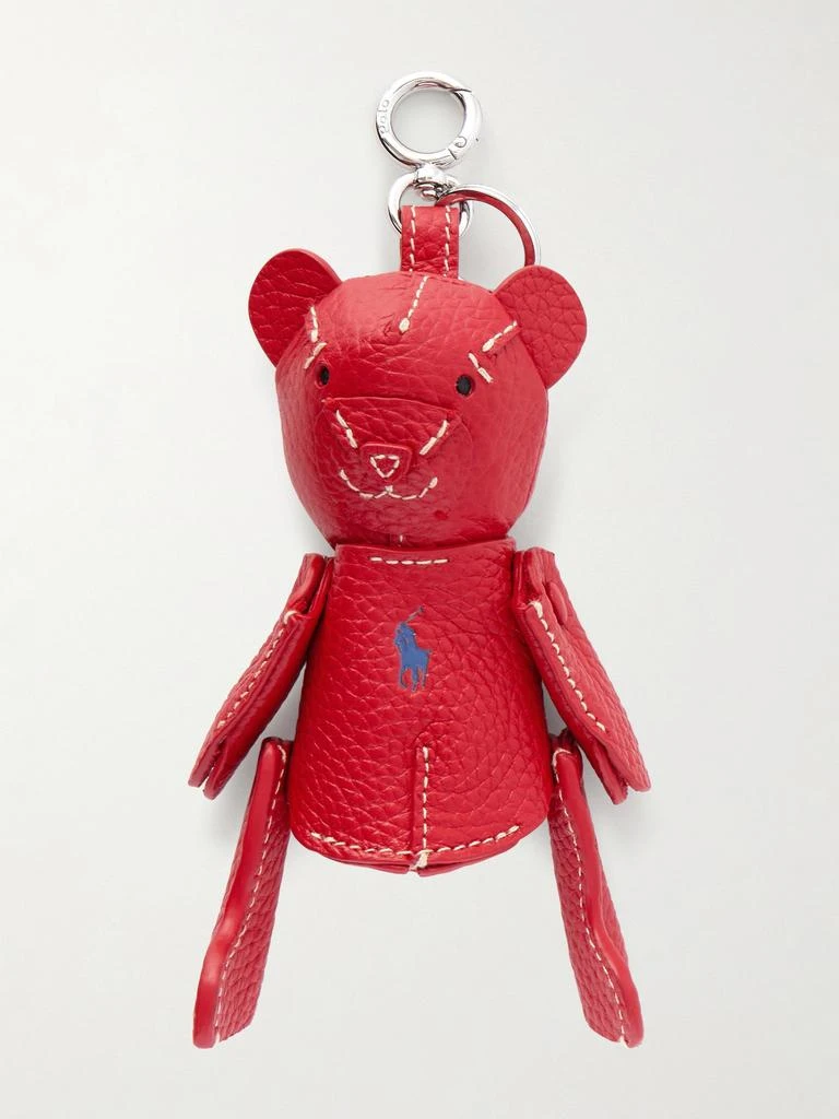 Ralph Lauren Bear Textured-leather And Silver-tone Bag Charm
