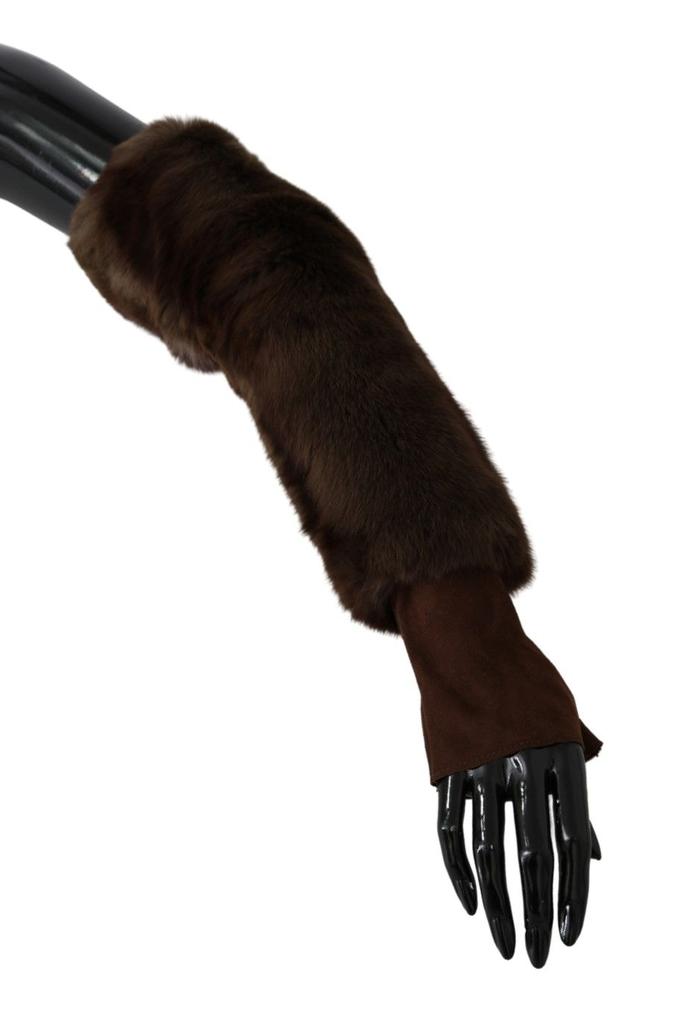 Dolce & Gabbana Elegant Fur & Leather Elbow-Length Women's Gloves