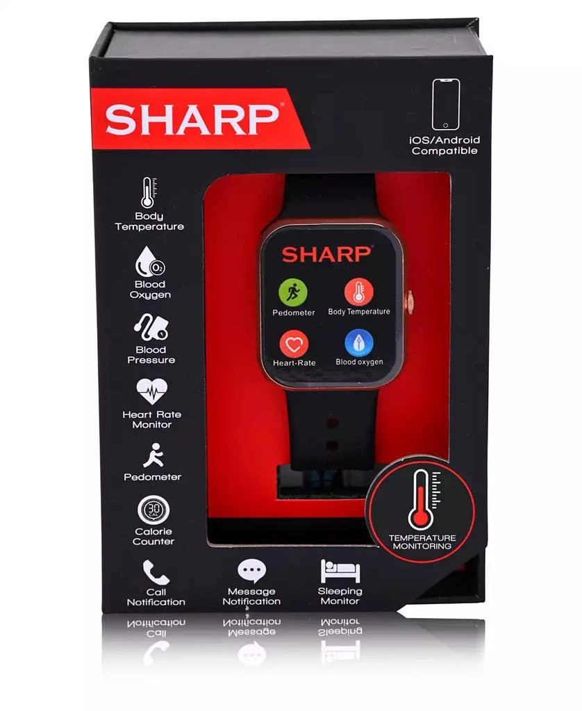 SHARP Unisex Rose Gold-Tone and Black Silicone Smart Watch 38mm 2
