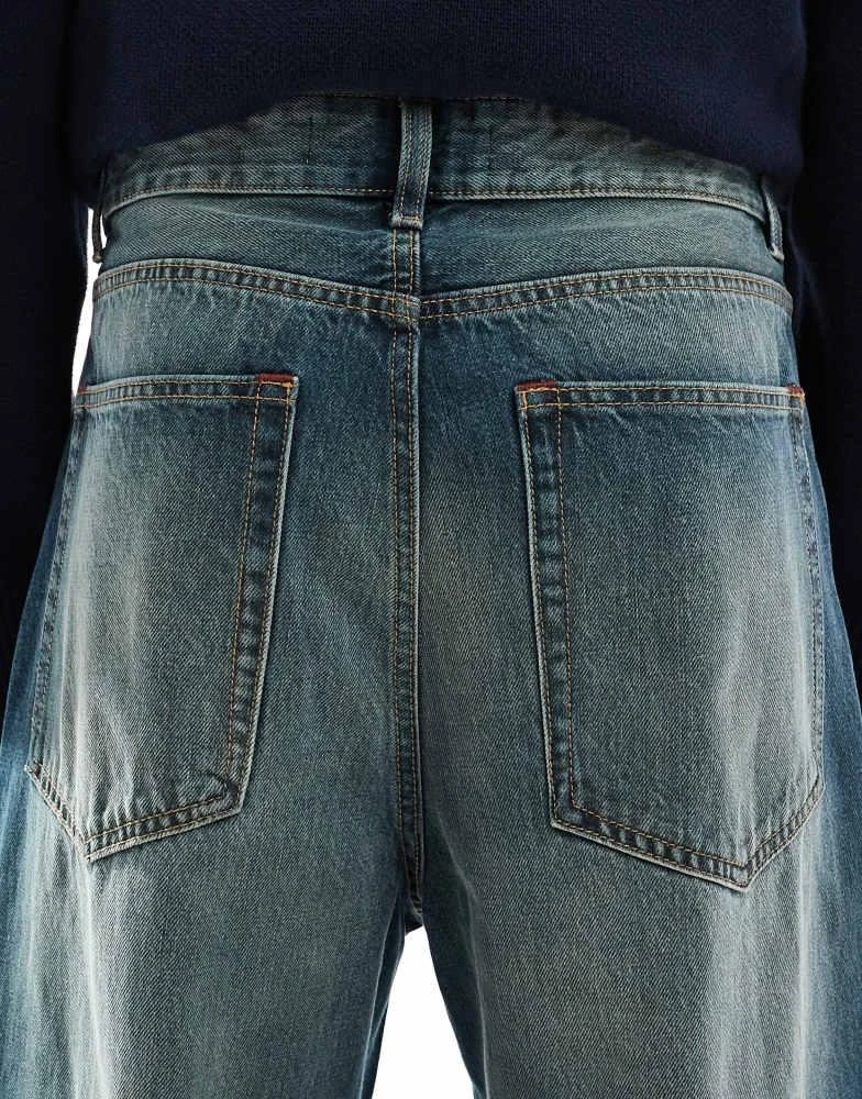 Bershka Bershka super baggy fit jean in casted washed blue 4