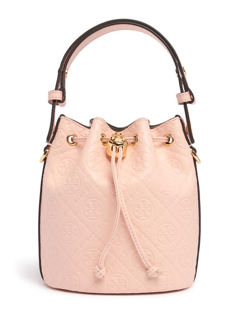 Tory Burch Mini T Monogram Leather Bucket Bag