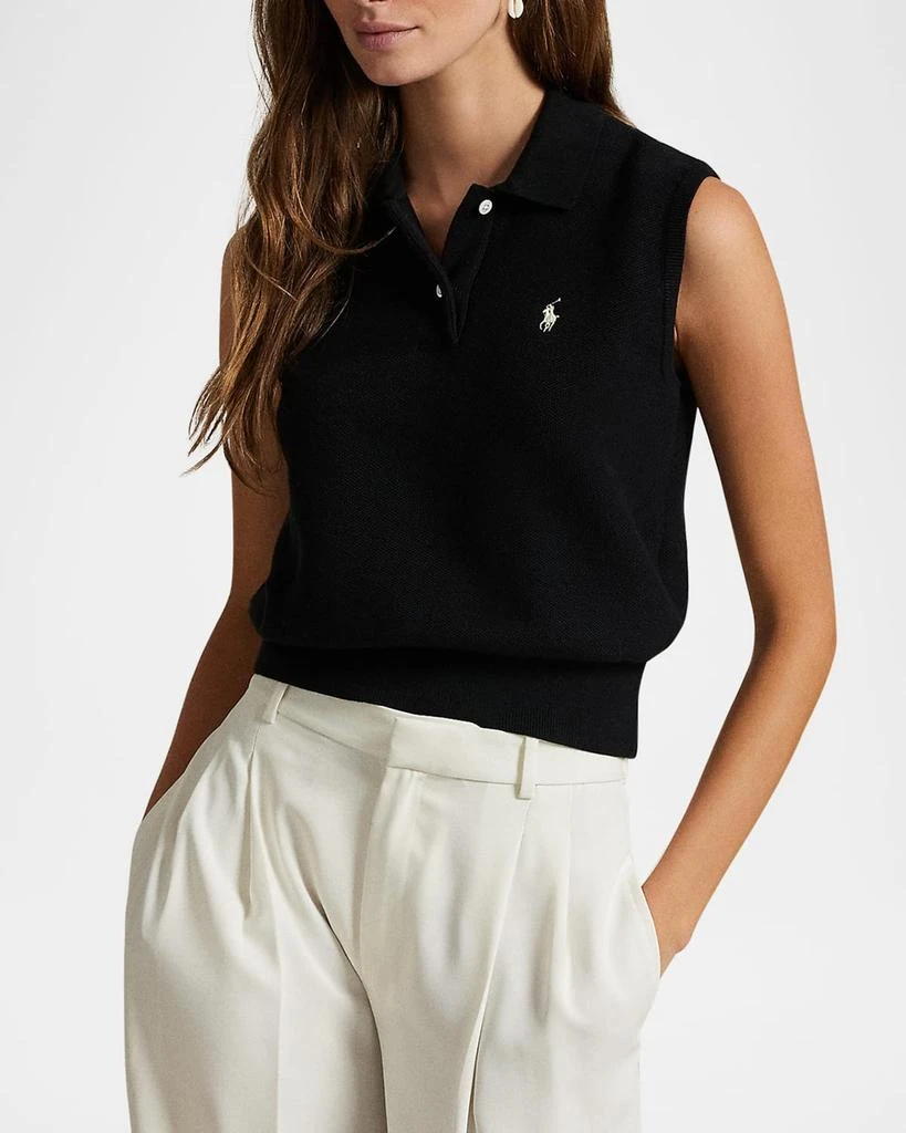 Ralph Lauren Cotton Cropped Sleeveless Polo Sweater 4