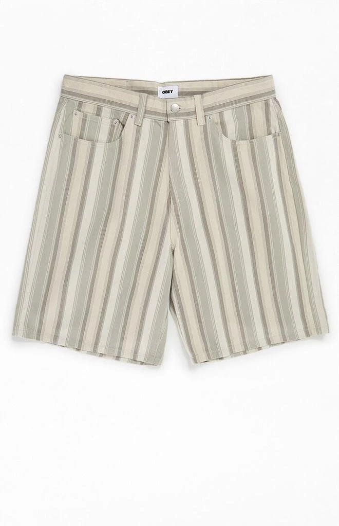 Obey Baja Striped Denim Baggy Shorts 1